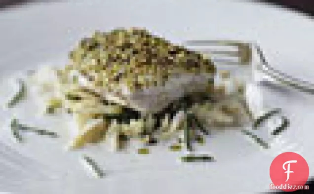 Pistachio Sea Bass with Crab Salad