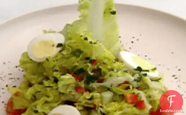 Baby Greens Salad with Quail Egg and Maple White Balsamic Vinaigrette