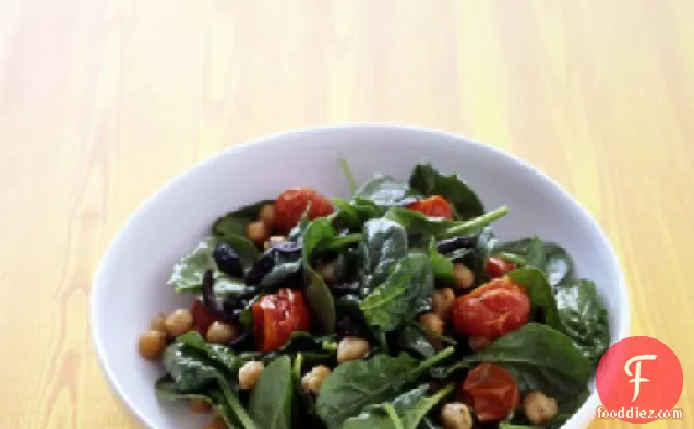 Wilted Spinach Salad with Chickpeas