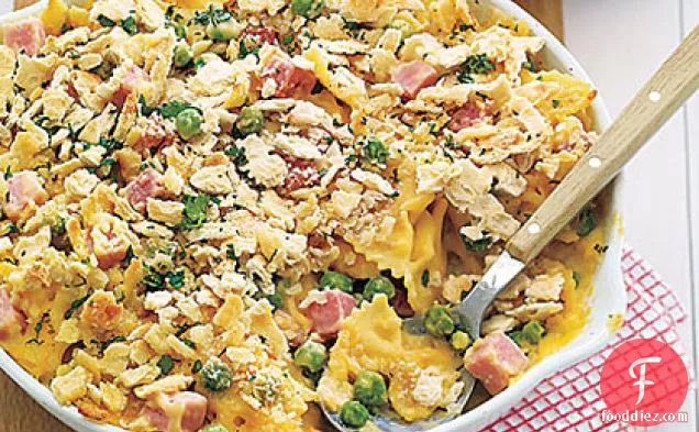 Baked Pasta with Peas, Cheese and Ham