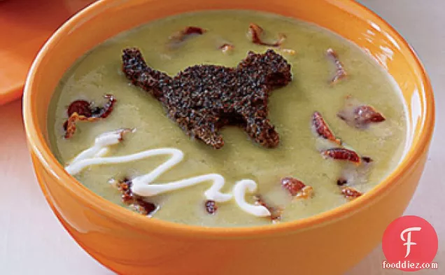 Pea Soup With Black-Cat Croutons - W