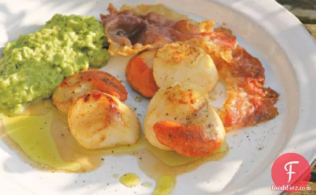 Cook the Book: Scallops with Pea Purée and Ham