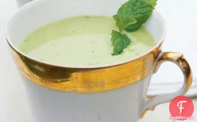 Chilled Pea Soup with Mint Pesto