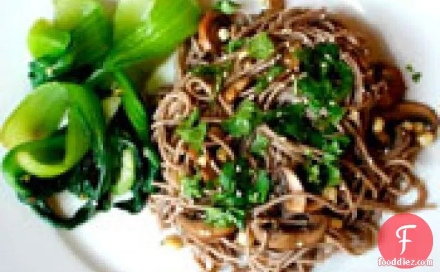 Eat For Eight Bucks: Soba With Mushrooms And A Side Of Bok Choy