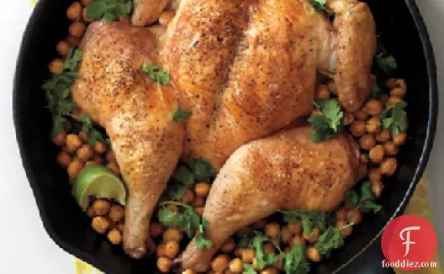 Spatchcocked Chicken with Chickpeas