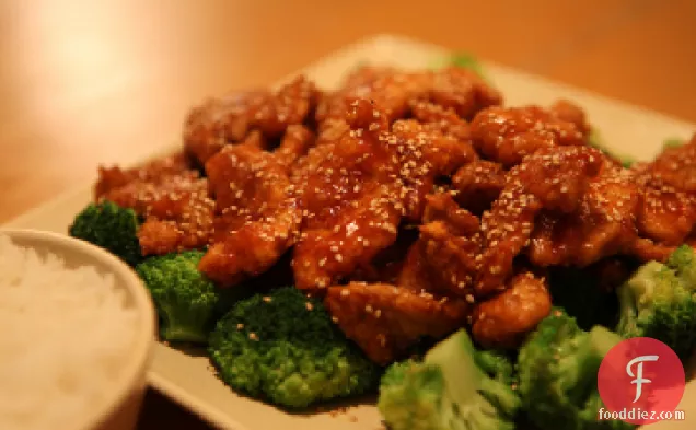 Sesame Chicken with Broccoli and Snow Peas