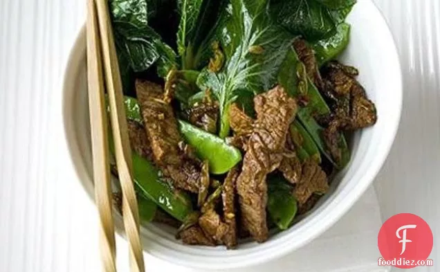 Ginger Garlic Beef With Sesame Greens