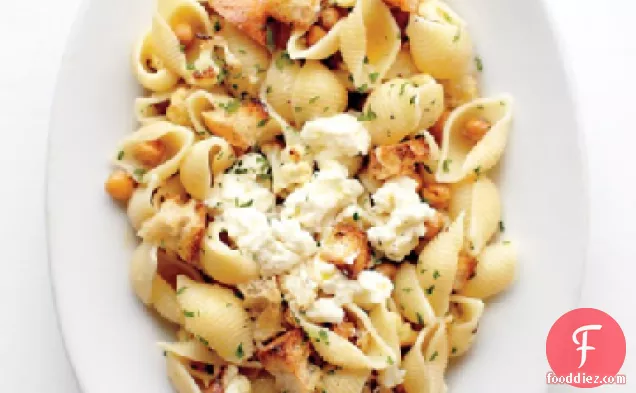 Shells with Roasted Cauliflower, Chickpeas, and Ricotta