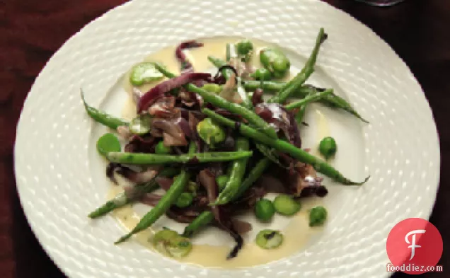 Warm Spring Vegetable Salad with Favas, Green Beans, and Radicchio Recipe