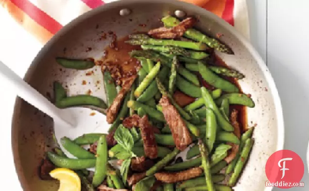 Beef, Snap Pea, and Asparagus Stir-Fry