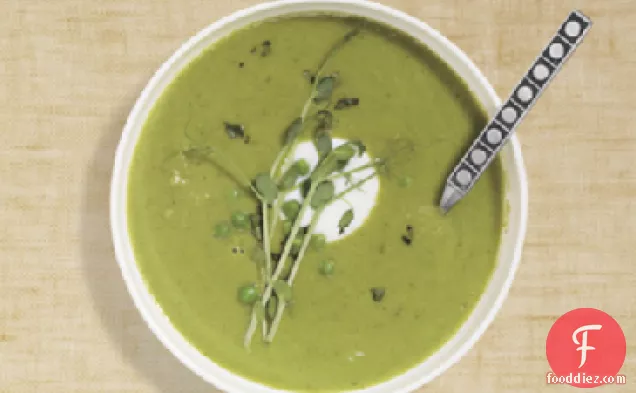 Green Pea Soup with Tarragon and Pea Sprouts