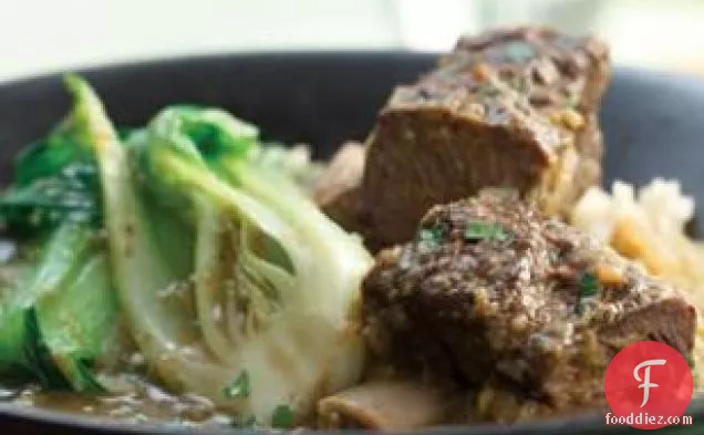 Red Curry Bison Short Ribs With Baby Bok Choy