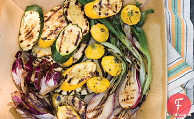 Grilled Radicchio, Summer Squashes, and Scallions