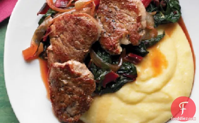 स्विस चर्ड और पोलेंटा के साथ पोर्क टेंडरलॉइन