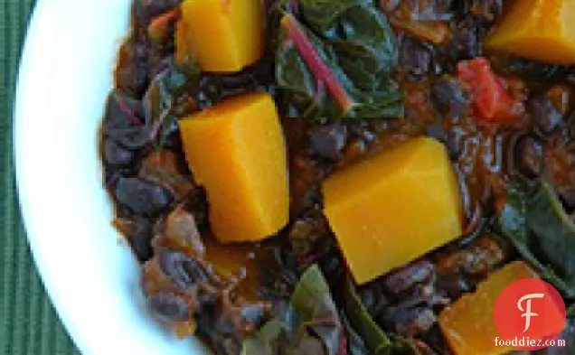 Black Bean Chili with Butternut Squash and Swiss Chard