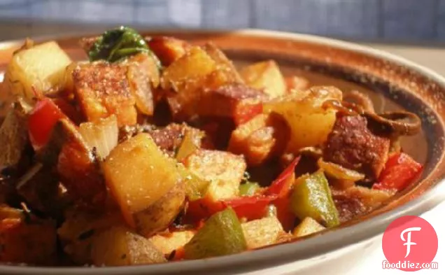 Peppers and Greens Skillet Hash