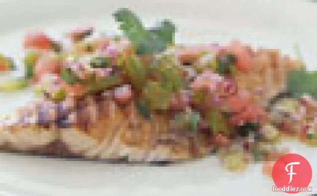 Grilled Bass with Green Tomato and Watermelon Salsa