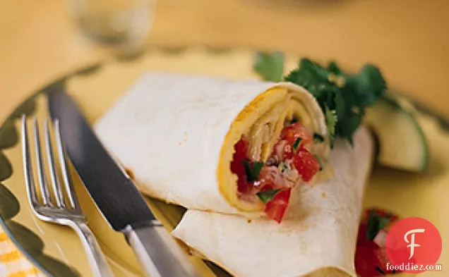 Omelet Burrito with Jack Cheese and Tomato Salsa