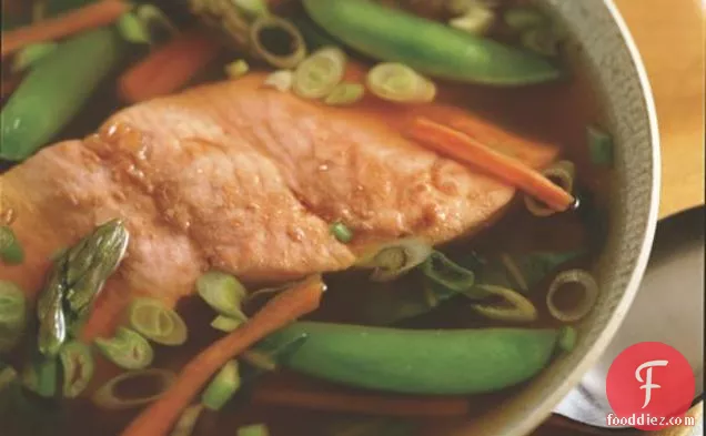Miso Soup With Asparagus And Broiled Salmon