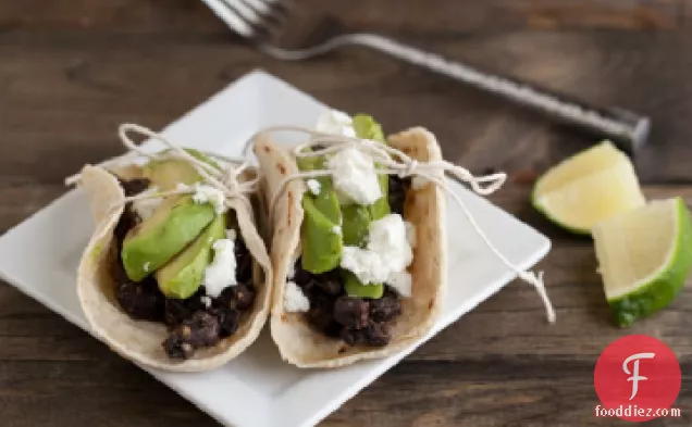 Spiced Black Bean, Grilled Avocado, and Goat Cheese Tacos