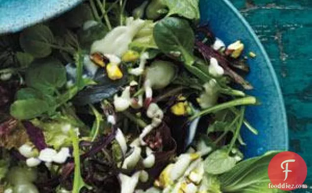 Spring Lettuces With Avocado Dressing And Pistachios