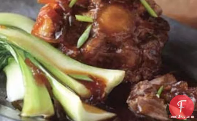 Braised Oxtails with Star Anise and Chinese Greens