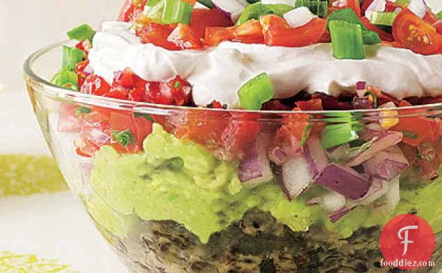 Layered Spicy Black Bean and Cheddar Dip