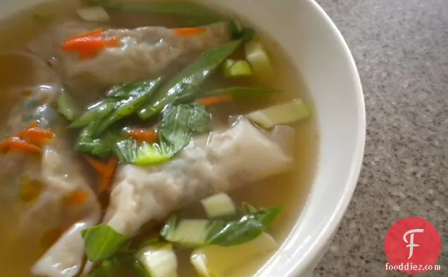 Chicken Wontons In A Ginger Soy Broth