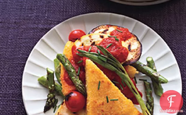 Polenta and Vegetables with Roasted Red Pepper Sauce