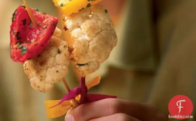 Roasted Cauliflower Skewers with Sweet Peppers and Cumin