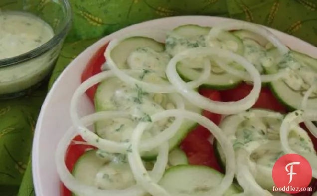Tomato Cucumber Salad With Lemon Yogurt Dressing
