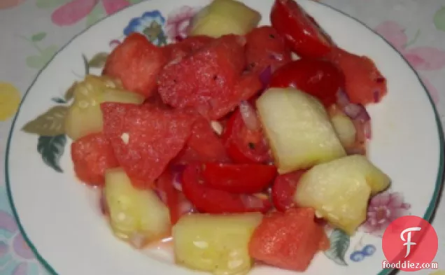 Watermelon, Cherry Tomato and Cucumber Salad