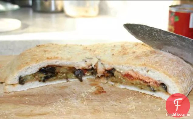 Stuffed Focaccia With Roasted Eggplant and Oregano
