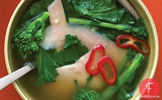 Broccoli Rabe and Ham in Ginger Broth