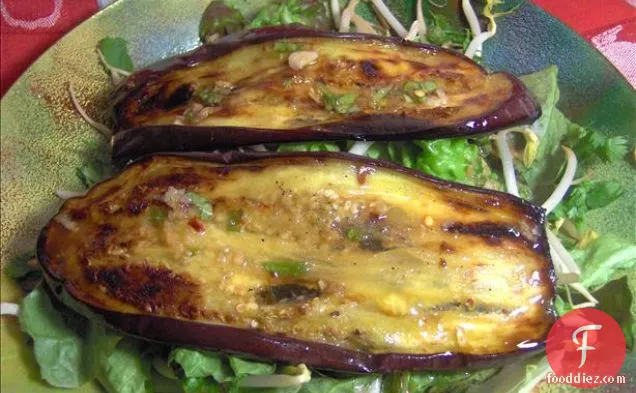 Eggplant Salad With Miso Ginger Dressing