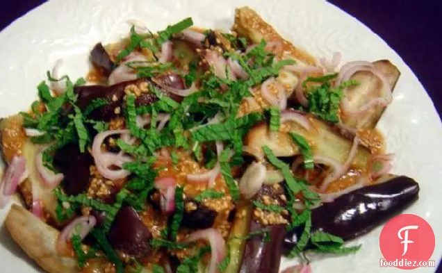 Warm Eggplant Salad With Sesame and Shallots