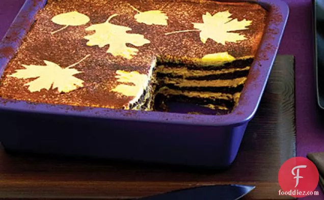 नो-कुक कद्दू चॉकलेट आइसबॉक्स केक