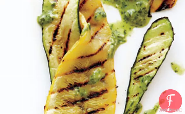 Grilled Zucchini with Buttermilk-Basil Dressing
