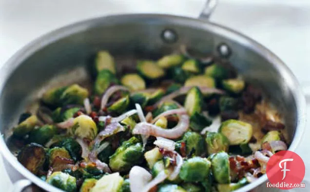 Sautéed Brussels Sprouts with Bacon and Golden Raisins