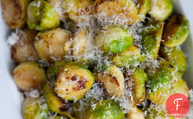 Pan Fried Parmesan Brussel Sprouts