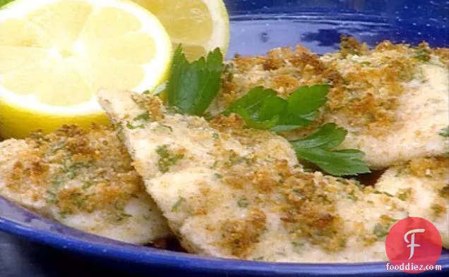 Baked Bass with Romano Cheese