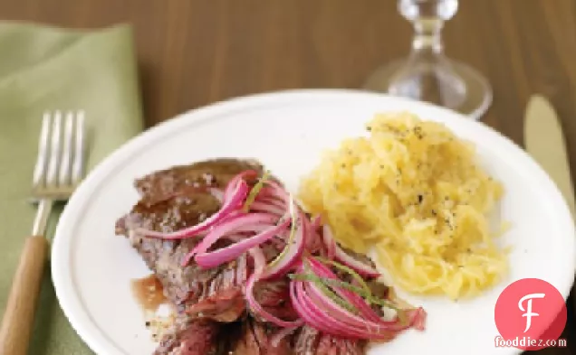 Skirt Steak with Pickled Onion and Spaghetti Squash