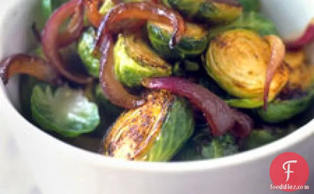 Brussels Sprouts With Vinegar-glazed Red Onions