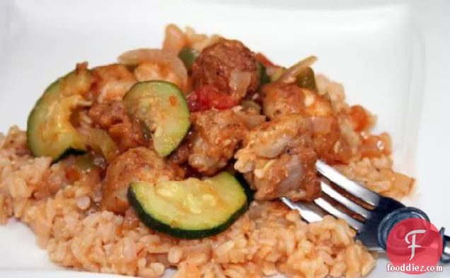 Mexican Zucchini and Chicken over Rice