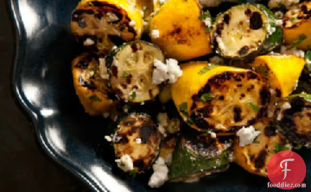 Grilled Summer Squash with Feta and Mint