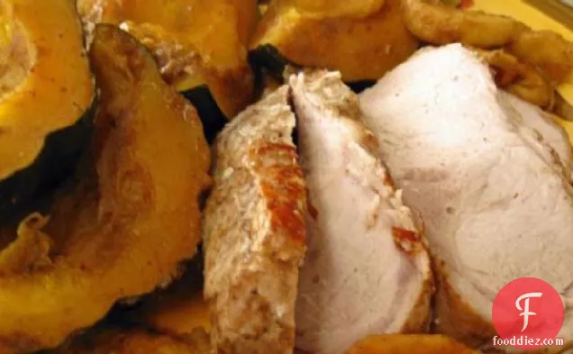 सब्जियों के साथ पोर्क रोस्ट (क्रॉक-पॉट)