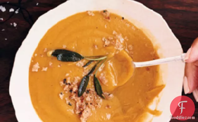 Butternut Squash and Sage Soup with Sage Breadcrumbs