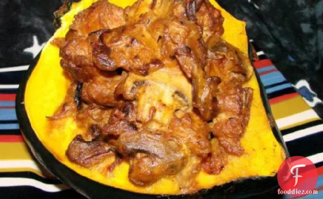 Acorn Squash Stuffed With Sausage and Sour Cream