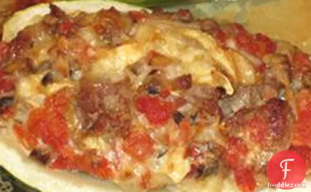 Stuffed Zucchini with Chicken Sausage
