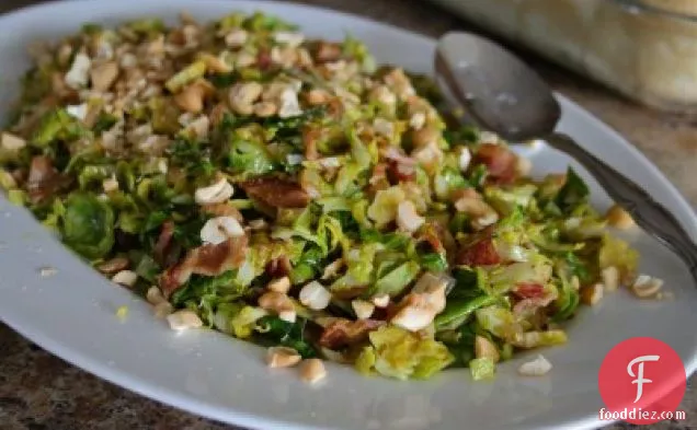 Sauteed Brussel Sprouts With Bacon & Cashews